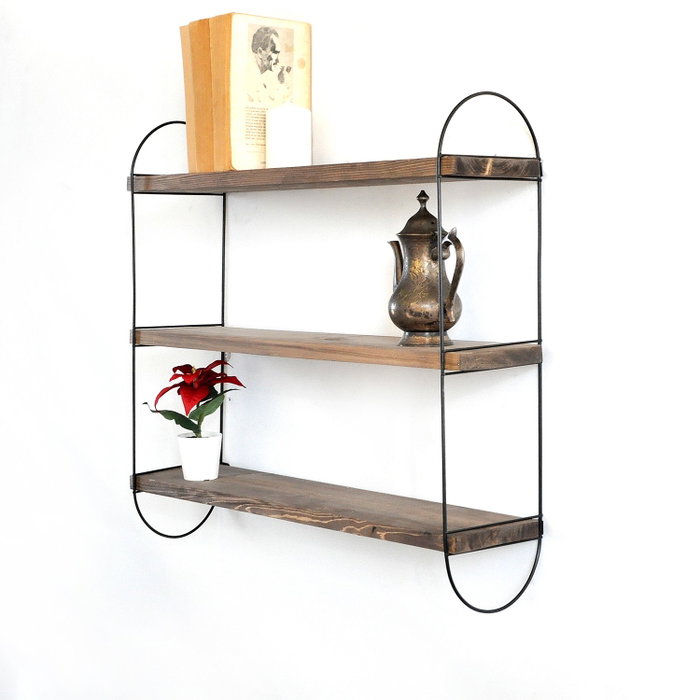 Hanah Home Wr041 Estantería Decorativa de Madera y Metal Nogal y Negro Hanah Home Wr041 Estantería Decorativa de Madera y Metal Nogal y Negro